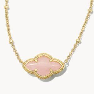Kendra Scott Abbie Gold Pendant Necklace in Rose Quartz + 2